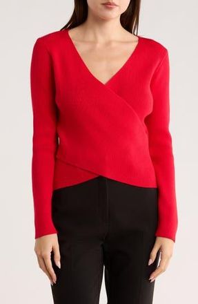 Patrizia Luca Solid Faux Wrap Sweater in Red at Nordstrom Rack, Size X-Large