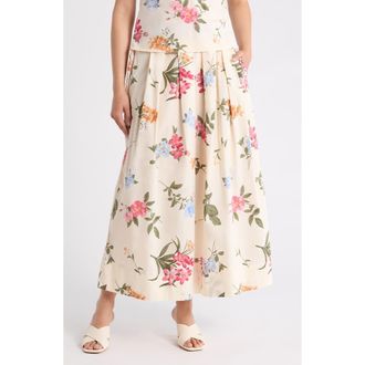 Ellen Tracy Cotton Poplin Maxi Skirt in Beige Garden Floral at Nordstrom Rack, Size X-Small