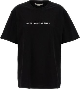 Stella McCartney Iconisch Katoenen T-Shirt met Ronde Hals - Dames - T-shirts - Zwart - M - Katoen - Tops