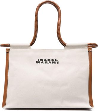 Isabel Marant Toledo cotton tote bag - women - Calf Leather/Cotton/Cotton - One Size - Neutrals