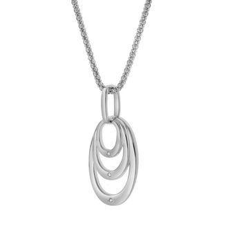 LuvMyJewelry Seraphina Sterling Silver 0.03 Ct Diamond Layered Oval Pendant