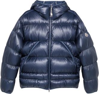 Moncler Anapo Capuchon Jas Middellang Donsjack - Dames - Winterjassen - Blauw - XL - Jassen