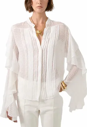 Barbara Bui Plumetis Silk Shirt In White