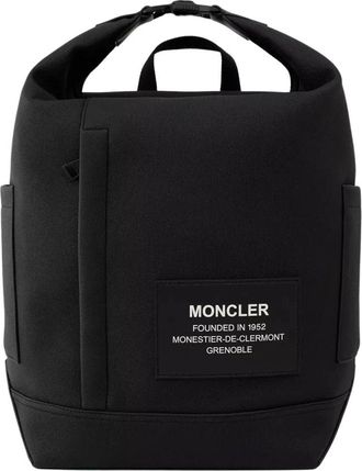 Moncler Tassen, Heren, Zwart, ONE Size, Katoen, Zwarte Nakoa Rugzak met Logo