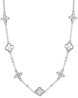 Adornia Adornia Cz Mixed Clover Station Necklace