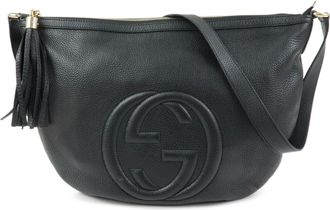 Gucci Soho Messenger Leather Black Leather Handbag (Pre-Owned)