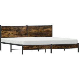 vidaXL Metal Bed Frame without Mattress Smoked Oak 200x200 cm Vidaxl