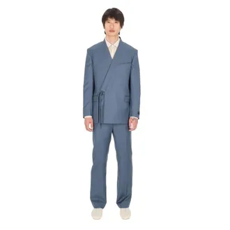 Kenzo Double Breasted Suits, male, Blue, Size: L Double-Breasted Tailored Kimono Jacket