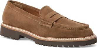 Aquatalia Merry Waterproof Lug Sole Penny Loafer in Champagne Suede at Nordstrom, Size 10.5