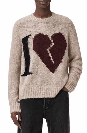 AllSaints Lover Intarsia Sweater in Pebble Brown at Nordstrom, Size Xx-Large