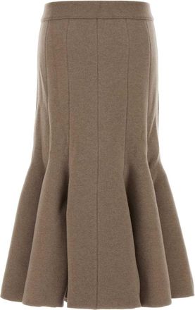 Bottega Veneta Womens Mw Compact Skirt Beige Cashmere Nylon