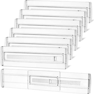 OEM Ladeverdelers - Ajustables 28-50 Cm - Pl&aacute;stico Transparente - Para Organizar Cajones De Cocina Dormitorio Y C&oacute;moda - Set De 6 Unidades