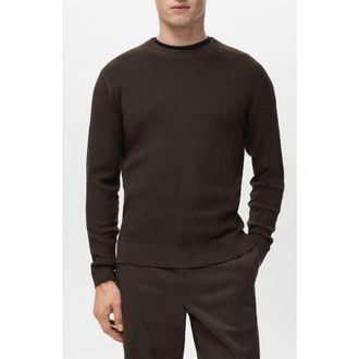 Mango Fine Rib Cotton Blend Sweater in Chocolate at Nordstrom, Size Xx-Large