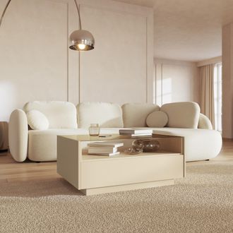 Dmora Mesa De Centro Karisasa, Un Caj&oacute;n, Un Compartimento, Forma Rectangular, 96x40x43h Cm Marr&oacute;n Claro