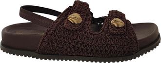 Twinset Sandalia Trenzada - Dames - Sandalen - Bruin - 40 EU - Leer - Schoenen