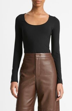 Vince Scoop Neck Long Sleeve Top in Black at Nordstrom Rack, Size Large