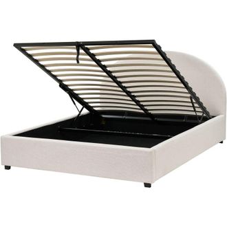 Beliani Cama Con Almacenaje De Poli&eacute;ster Beige Claro 160 X 200 Cm Otomana Vaucluse