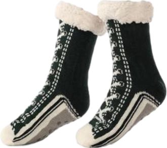 Generic Ultra-thick Cashmere Cute Slipper Home Socks Sport Fleece Lined Knit House Socks Fun Warm Thermal Winter Booties (Dark Blue)