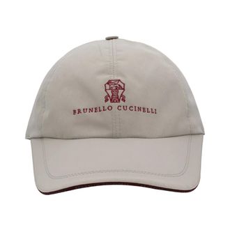 Brunello Cucinelli Brunello Cucinelli, Caps, male, Gray, Size: L Logo-Embroidered Baseball Cap