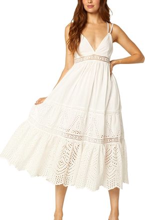 Misa Allegra V-Neck Midi Dress In White