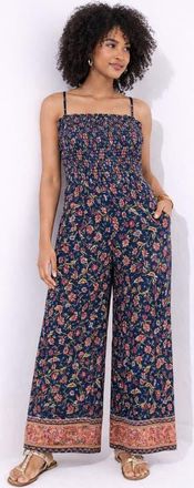 Joe Browns Smocked Jumpsuit in Navy Garden Floral at Nordstrom, Size 20