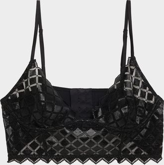 Kiki De Montparnasse Lamine Diamond-Embroidered Longline Bra