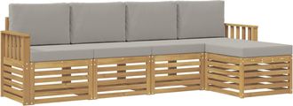 vidaXL Conjunto De Sof&aacute;s De Exterior 5 Uds. Blanco Y Gris Claro Vidaxl