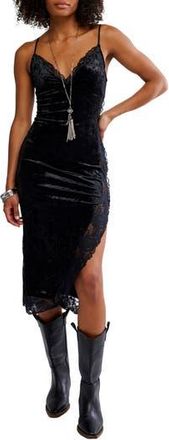 Free People Raise A Toast Velvet & Lace Midi Slipdress in Black at Nordstrom Rack, Size X-Large
