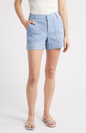 Wit & Wisdom Frayed Patch Pocket High Waist Twill Shorts in Horizon Blue at Nordstrom Rack, Size 18 (Similar To 14W)