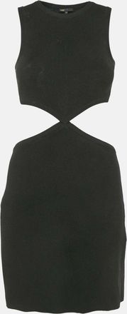 Maje Black Rib Knit Open-Waist Mini Dress