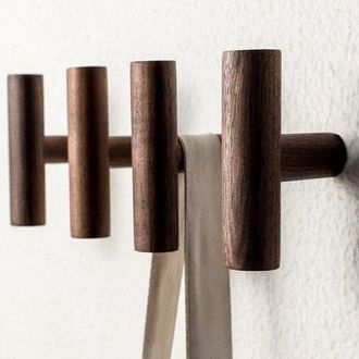 No Brand Percheros De Madera - Juego De 4 Piezas - Montaje En Pared Percheros - Perchero De Pared De Madera Natural - Montaje En Pared