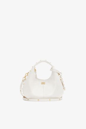 Ganni White Mini Hobo Bag Studs in