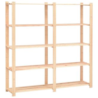 Berkfield Home Durable 5-Tier Storage Racks 5 pcs 170x38x170 cm Solid Pinewood 500 kg in Beige | Size: 170 x 38 x 170 cm