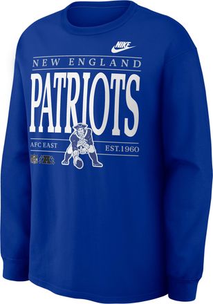 Nike New England Patriots Rewind Max90 Nike Mens NFL Long-Sleeve T-Shirt in Blue | 04T94DA8KV-SD5