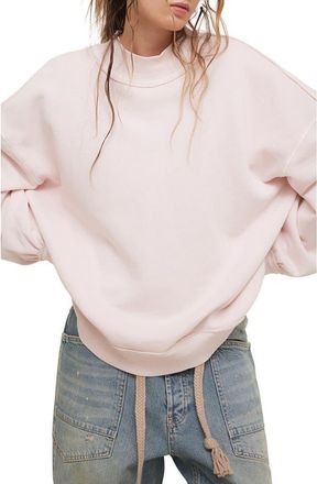 Free People Palm Springs Mock Neck Cotton Fleece Sweatshirt in Mauve Chalk at Nordstrom, Size X-Small