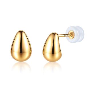 MAX + STONE 14K Yellow Gold Minimalistic Small Pebble Stud Earrings