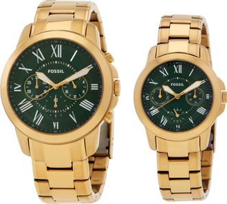 Fossil Grant Chronograph Quartz Green Dial Watch Set FS6201SET