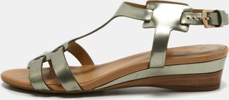 Tod's Tods Metallic Leather Wedge Ankle Strap Sandals