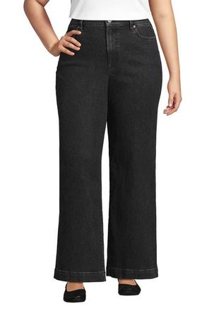 Lands End Recover High Rise Wide Leg Blue Jeans in Black Stone Wash at Nordstrom, Size 16W Short