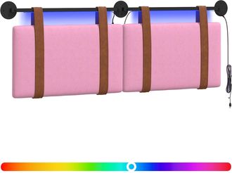 vidaXL Cabecero Colgante Con Luz Led Rosa Pu Antiguo Vidaxl
