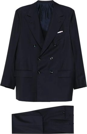 Kiton Completo doppiopetto in lana - Blu