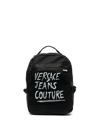 Versace Jeans Couture graffiti logo-print backpack - men - Nylon/Polyurethane - OS - Black