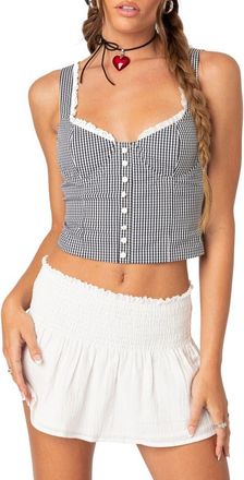 Edikted Gingham Bustier Corset Cotton Top in Mix at Nordstrom, Size X-Small