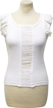 Matthew Williamson White Lace and Fringe Detailing Top Size XS