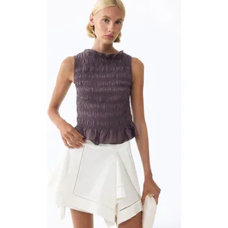 H&M Smocked Top in Dusty Purple at Nordstrom, Size X-Small