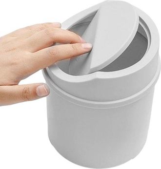 OEM Mini Papelera - Cubo De Basura Peque&ntilde;o - Organizaci&oacute;n De Escritorio - Tecnolog&iacute;a Repelente De Olores - 16,5 Cm De Alto - Blanco