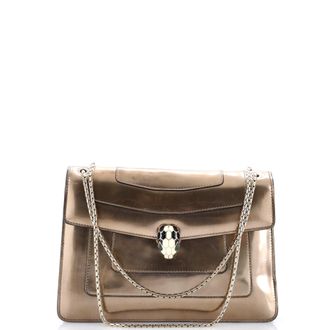 Bulgari Serpenti Forever Square Shoulder Bag Metallic Leather Medium