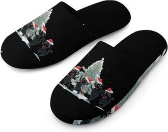 Generic Christmas Tree Cat Dancing Mens House Slippers Slip Indoor Slipper On Shoes Warm Outdoor