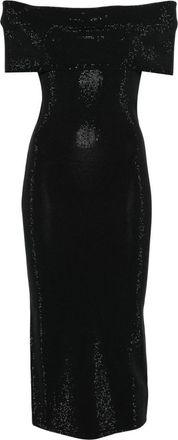 Michael Kors Black Midi Dress With Bardot Neckline