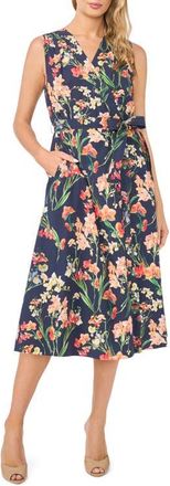 Ted Baker Aubree Floral Wrap Front Midi Dress in Navy at Nordstrom, Size 14